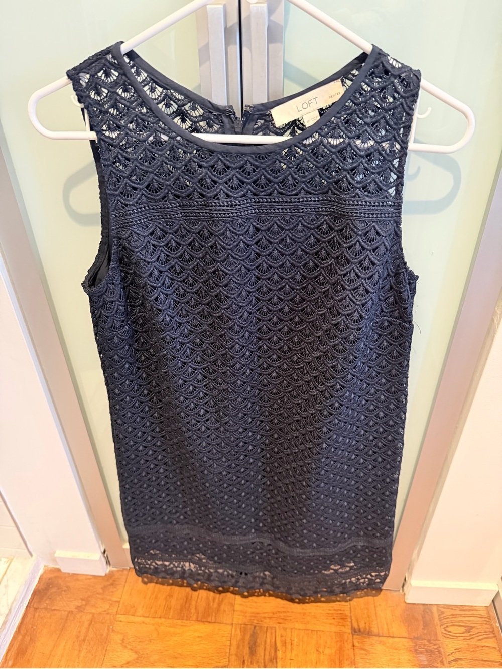 LOFT Navy Crochet Shift Dress